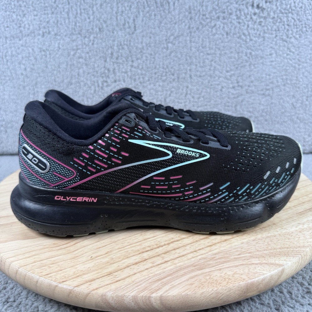 Brooks Glycerin 20 Womens Size 9.5 B Black Pink Road Running Shoes 120369B005